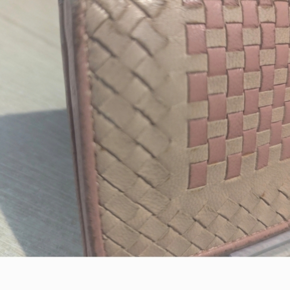 COA Prada Madras Woven Leather Continental Wallet in Blush Pink - Picture 5 of 16